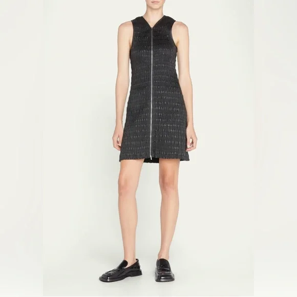 Proenza Schouler White Label Women's Faux Leather Smocked Zip Dress - Black - Size 12